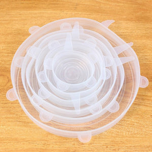 6 Pcs/set Silicone Fresh-keeping Cover Food Sealing Cover Zero Waste Kitchen Accessories Reusable Protective Film Container