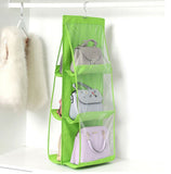 6 Pocket Foldable Hanging Bag 3 Layers Folding Shelf Bag Purse Handbag Organizer Door Sundry Pocket Hanger Storage Closet Hanger