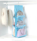 6 Pocket Foldable Hanging Bag 3 Layers Folding Shelf Bag Purse Handbag Organizer Door Sundry Pocket Hanger Storage Closet Hanger