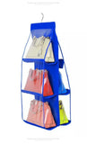 6 Pocket Foldable Hanging Bag 3 Layers Folding Shelf Bag Purse Handbag Organizer Door Sundry Pocket Hanger Storage Closet Hanger