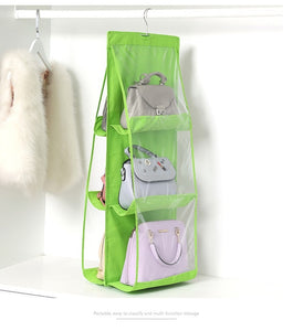 6 Pocket Foldable Hanging Bag 3 Layers Folding Shelf Bag Purse Handbag Organizer Door Sundry Pocket Hanger Storage Closet Hanger