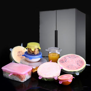 Silicone fresh-keeping lid set of 6 stretchable bowl lids refrigerator food cling film bowl lids