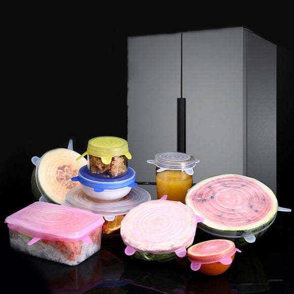 Silicone fresh-keeping lid set of 6 stretchable bowl lids refrigerator food cling film bowl lids